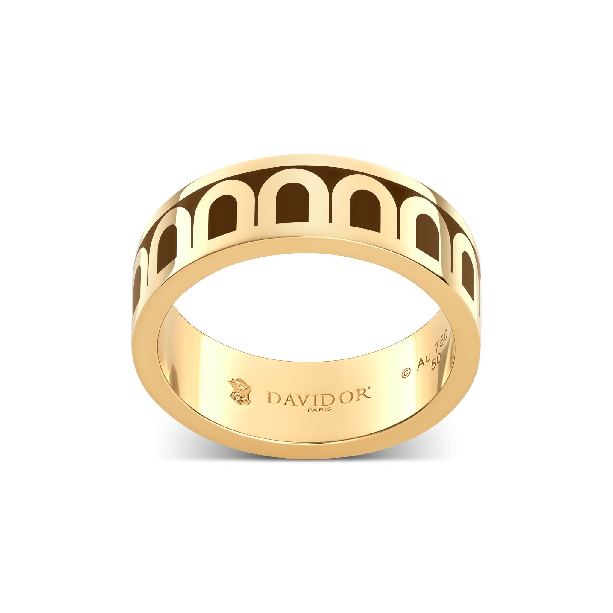 L'Arc de DAVIDOR Ring MM, 18k Yellow Gold with Cognac Lacquered Ceramic - DAVIDOR