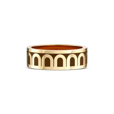 L'Arc de DAVIDOR Ring MM, 18k Yellow Gold with Cognac Lacquered Ceramic - DAVIDOR