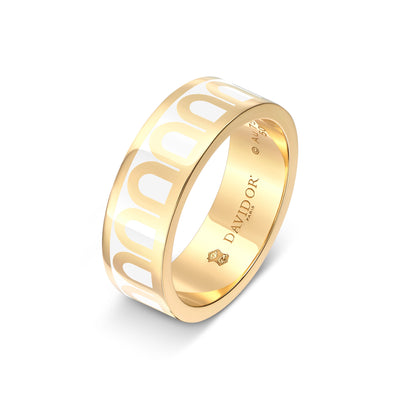 L'Arc de DAVIDOR Ring MM, 18k Yellow Gold with Neige Lacquered Ceramic