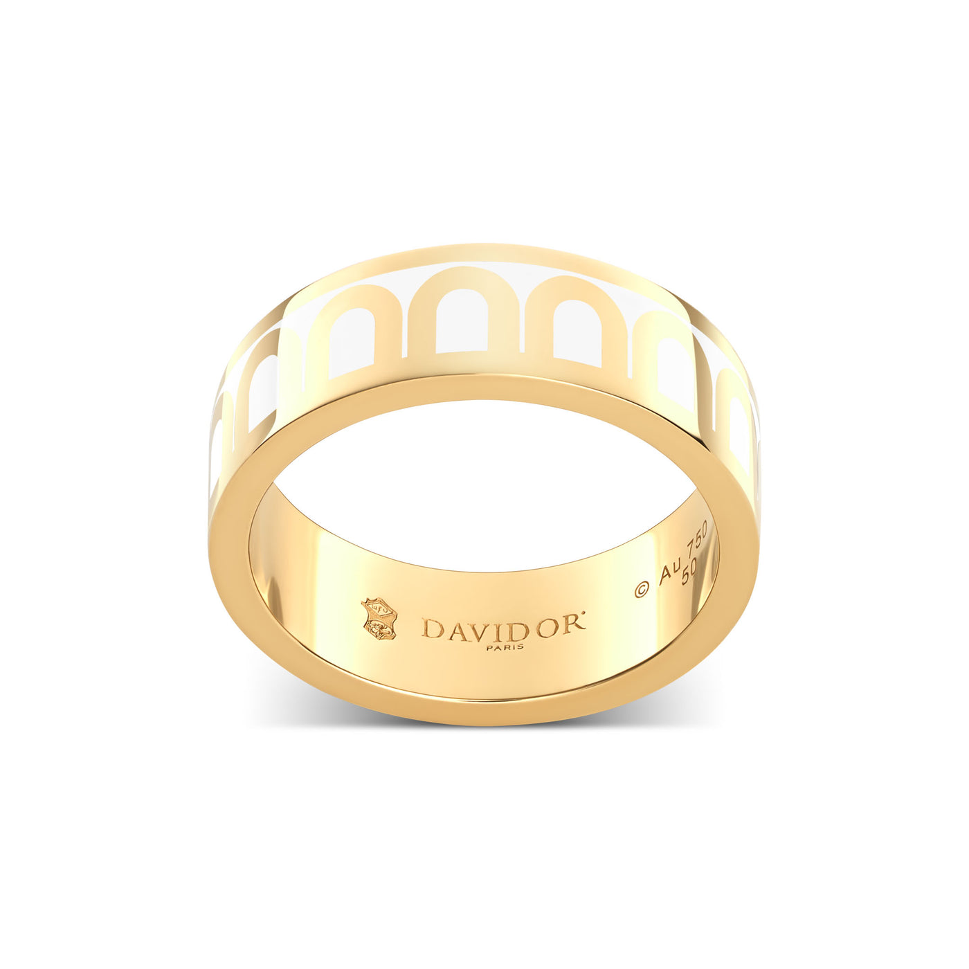 L'Arc de DAVIDOR Ring MM, 18k Yellow Gold with Neige Lacquered Ceramic - DAVIDOR