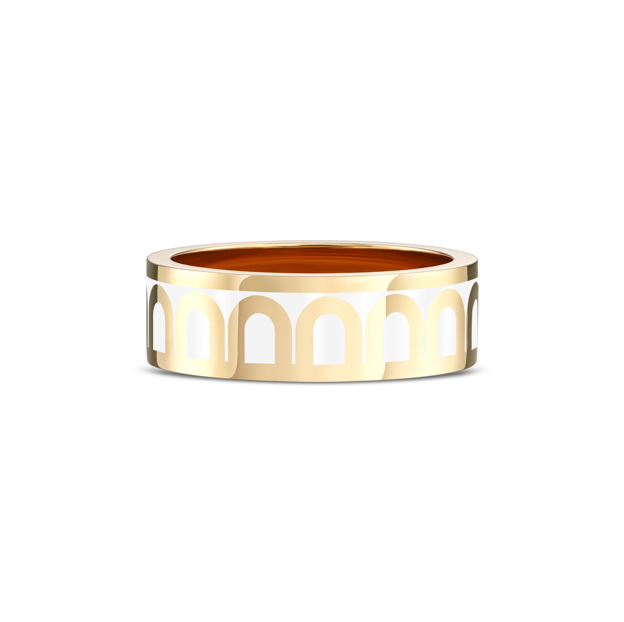 L'Arc de DAVIDOR Ring MM, 18k Yellow Gold with Neige Lacquered Ceramic - DAVIDOR