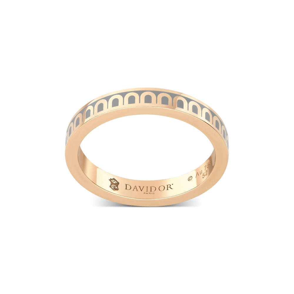 L'Arc de DAVIDOR Ring PM, 18k Rose Gold with Anthracite Lacquered Ceramic - DAVIDOR