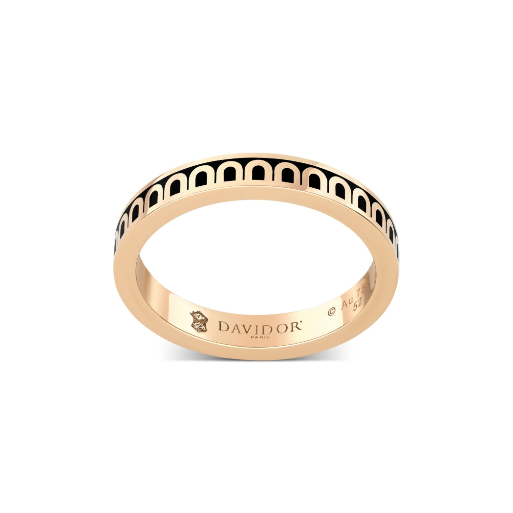 L'Arc de DAVIDOR Ring PM, 18k Rose Gold with Caviar Lacquered Ceramic - DAVIDOR