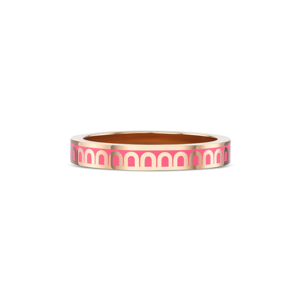 L'Arc de DAVIDOR Ring PM, 18k Rose Gold with Flamant Lacquered Ceramic - DAVIDOR