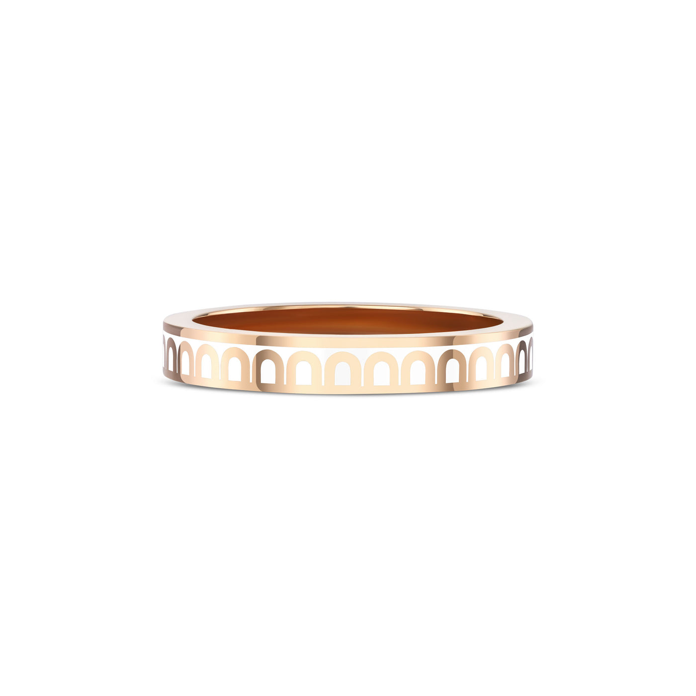 L'Arc de DAVIDOR Ring PM, 18k Rose Gold with Neige Lacquered Ceramic - DAVIDOR
