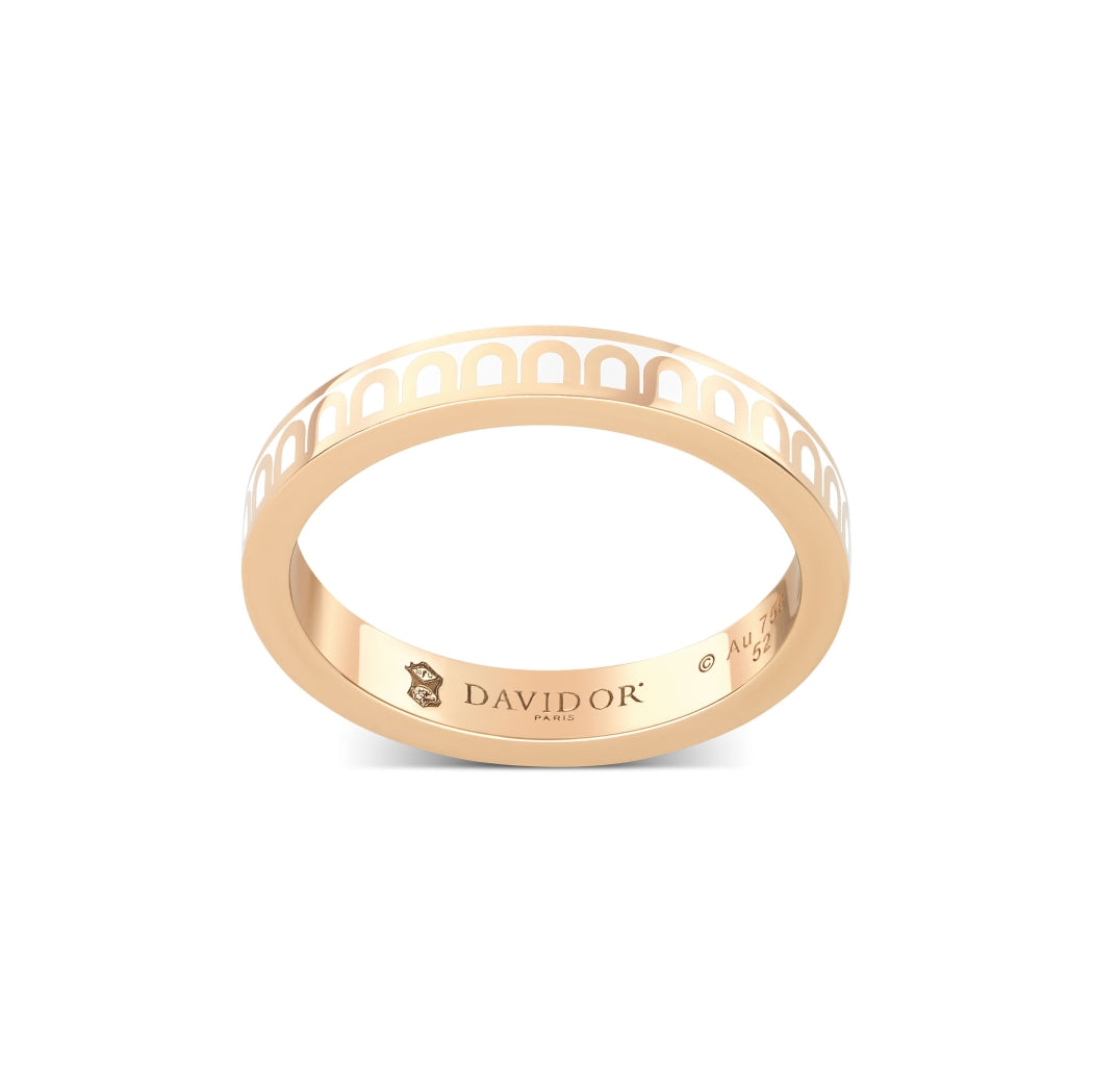 L'Arc de DAVIDOR Ring PM, 18k Rose Gold with Neige Lacquered Ceramic - DAVIDOR
