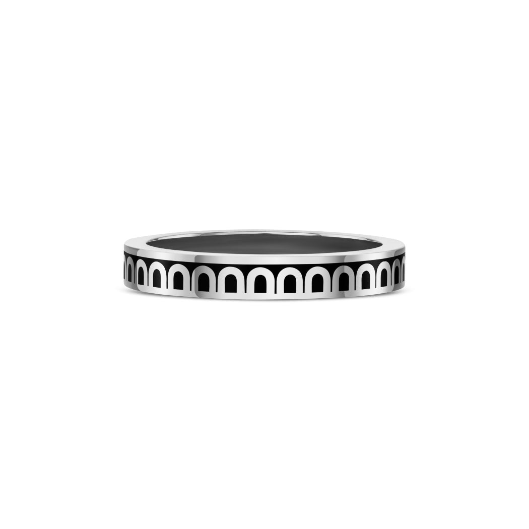 L'Arc de DAVIDOR Ring PM, 18k White Gold with Caviar Lacquered Ceramic - DAVIDOR