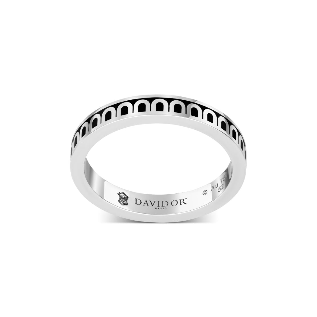 L'Arc de DAVIDOR Ring PM, 18k White Gold with Caviar Lacquered Ceramic - DAVIDOR