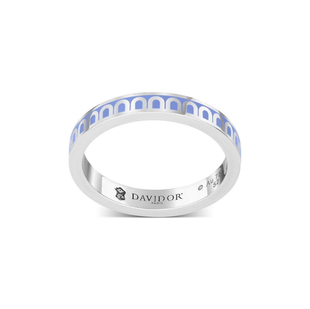 L'Arc de DAVIDOR Ring PM, 18k White Gold with Hortensia Lacquered Ceramic - DAVIDOR