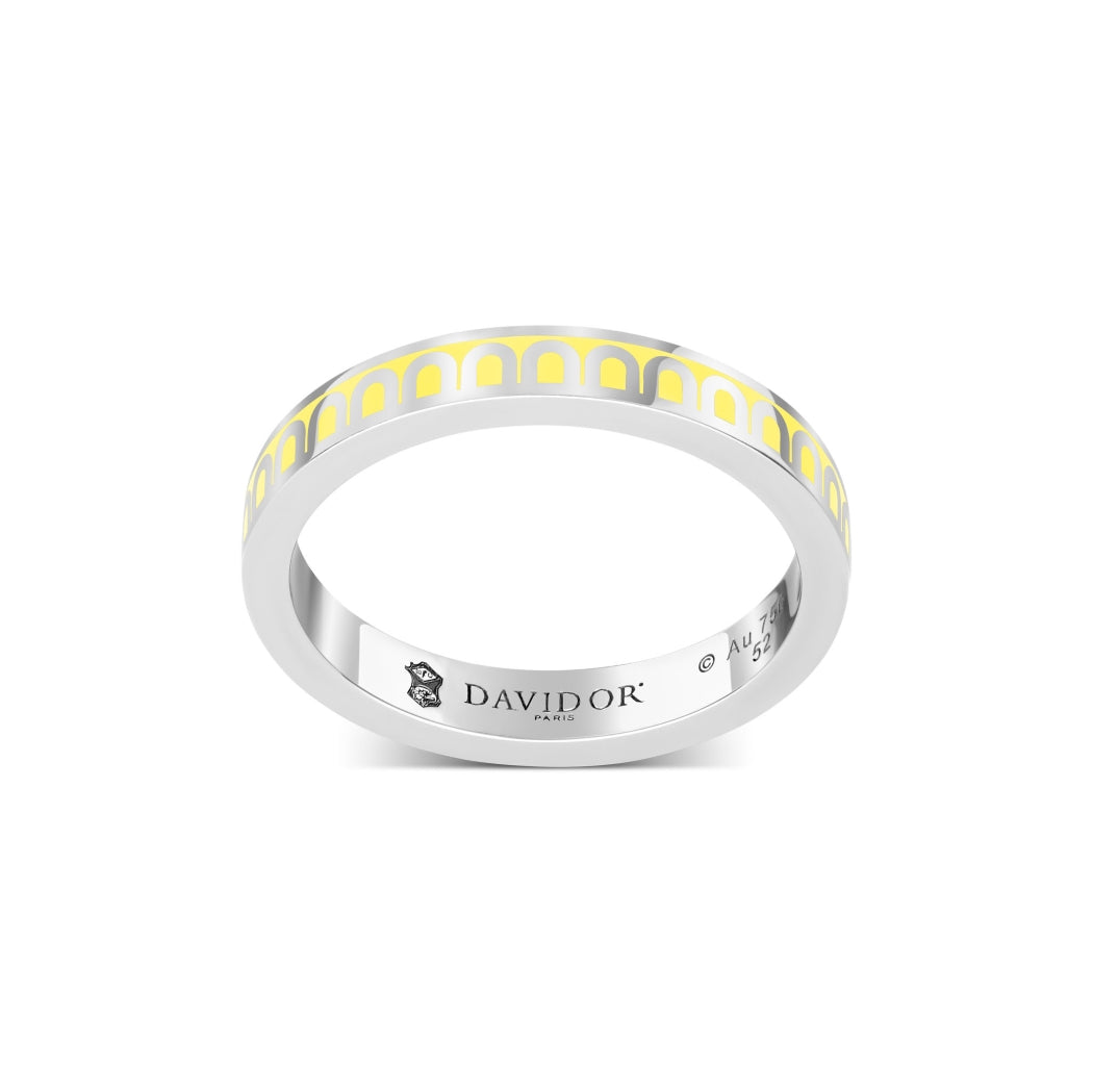 L'Arc de DAVIDOR Ring PM, 18k White Gold with Limoncello Lacquered Ceramic - DAVIDOR