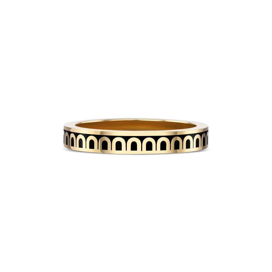 L'Arc de DAVIDOR Ring PM, 18k Yellow Gold with Caviar Lacquered Ceramic - DAVIDOR