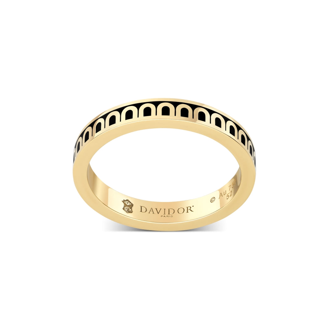 L'Arc de DAVIDOR Ring PM, 18k Yellow Gold with Caviar Lacquered Ceramic - DAVIDOR