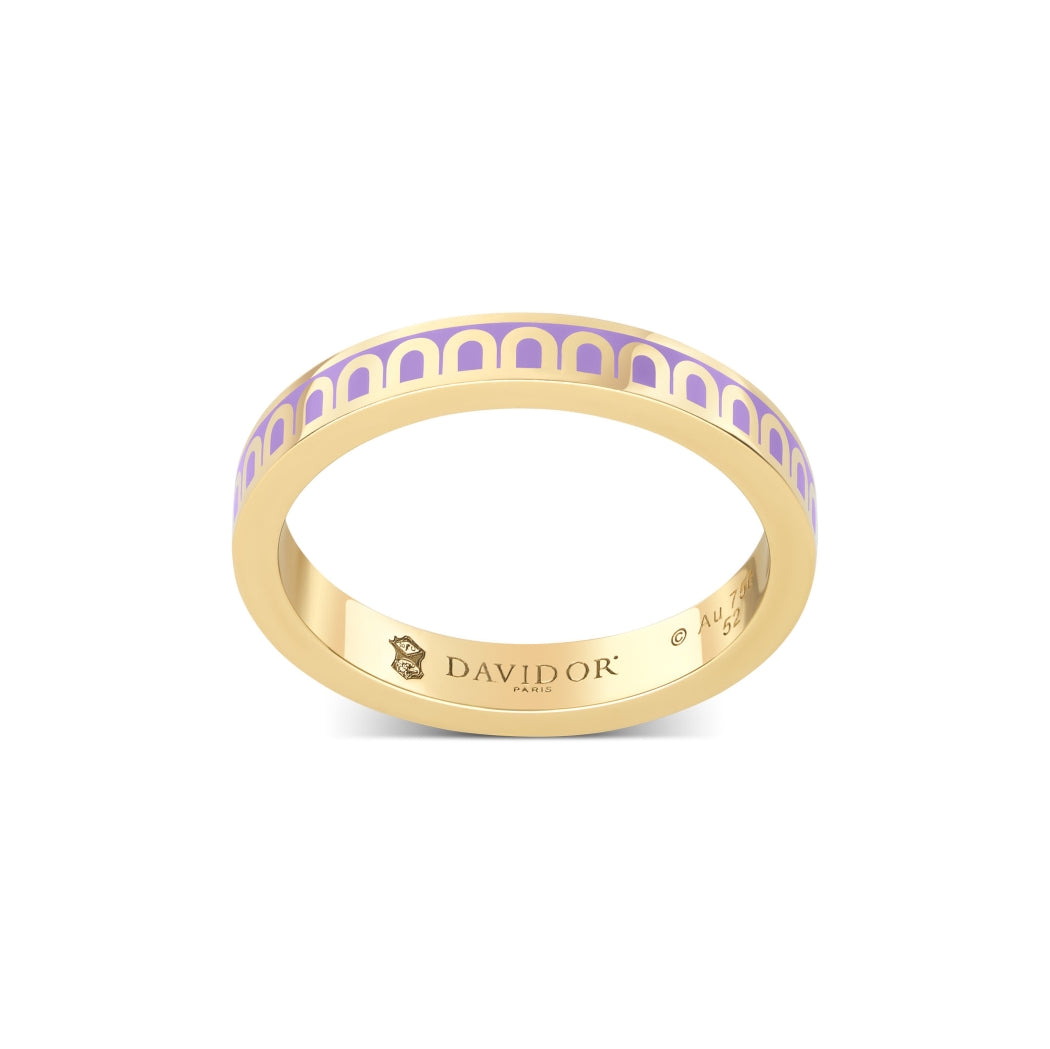 L'Arc de DAVIDOR Ring PM, 18k Yellow Gold with Lavande Lacquered Ceramic - DAVIDOR