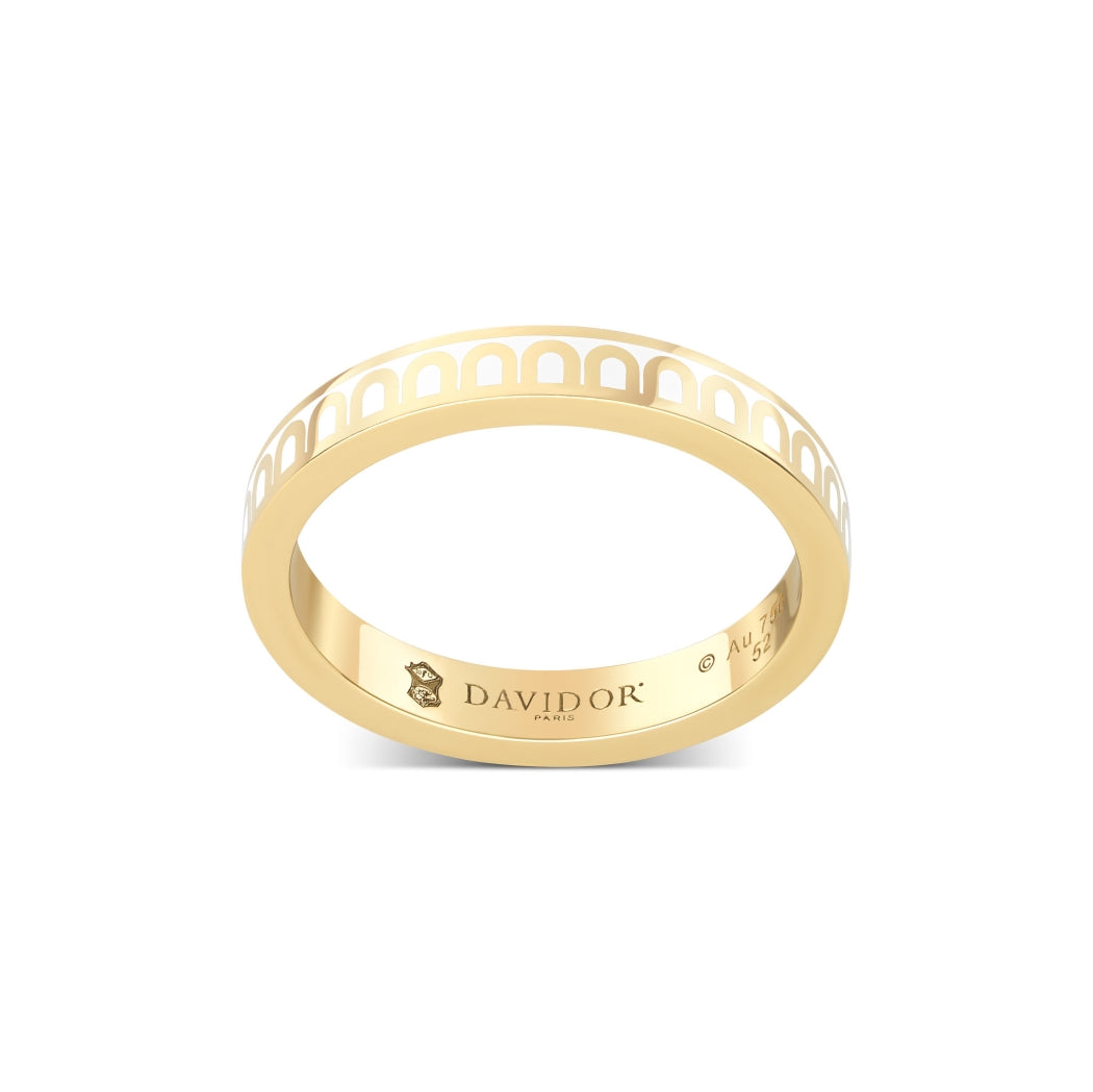 L'Arc de DAVIDOR Ring PM, 18k Yellow Gold with Neige Lacquered Ceramic - DAVIDOR