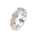 L'Arc de DAVIDOR Ring MM, 18k White Gold with Bellini Lacquered Ceramic and Arcade Diamonds - DAVIDOR