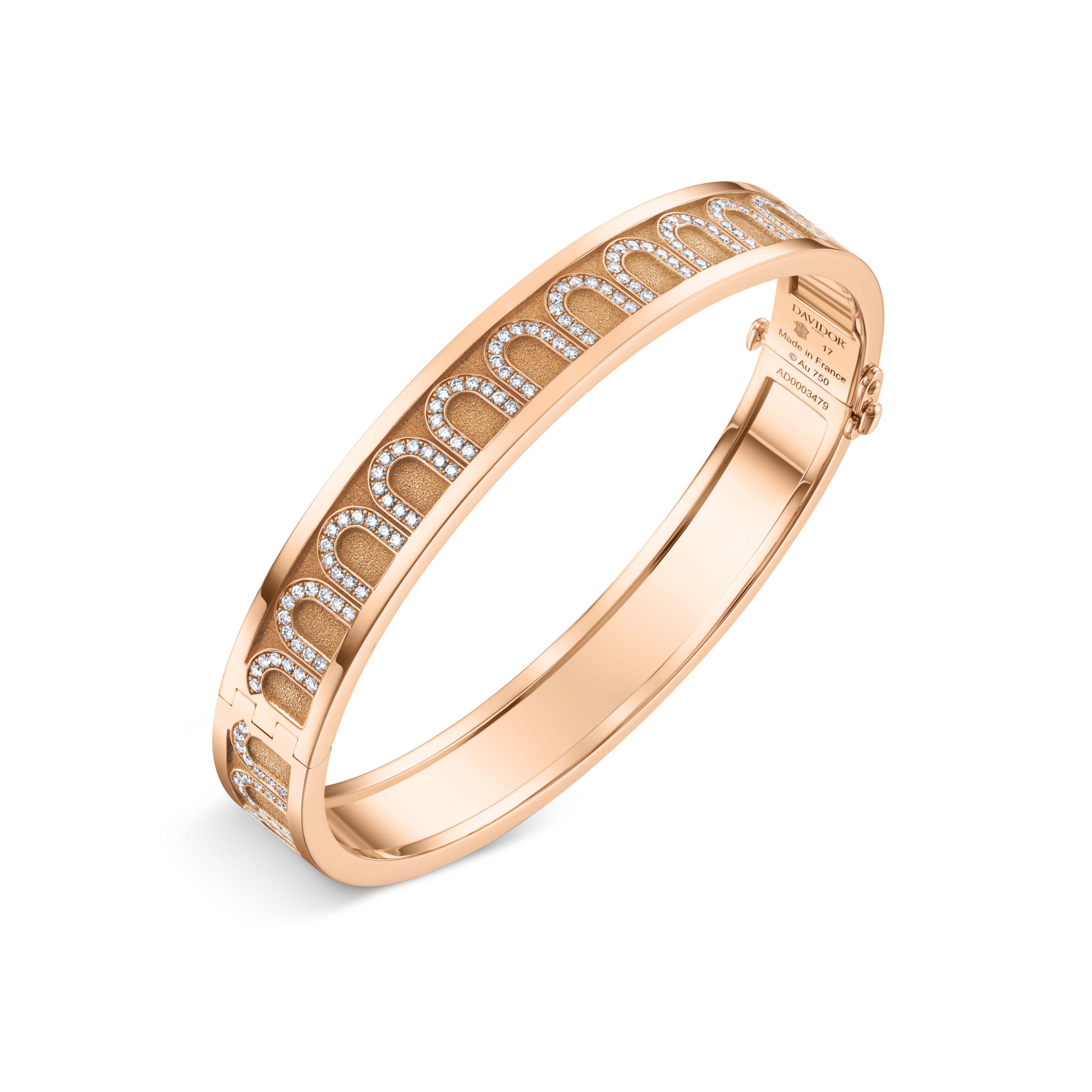 L'Arc de DAVIDOR Bangle MM, 18k Rose Gold with Satin Finish and Arcade Diamonds - DAVIDOR