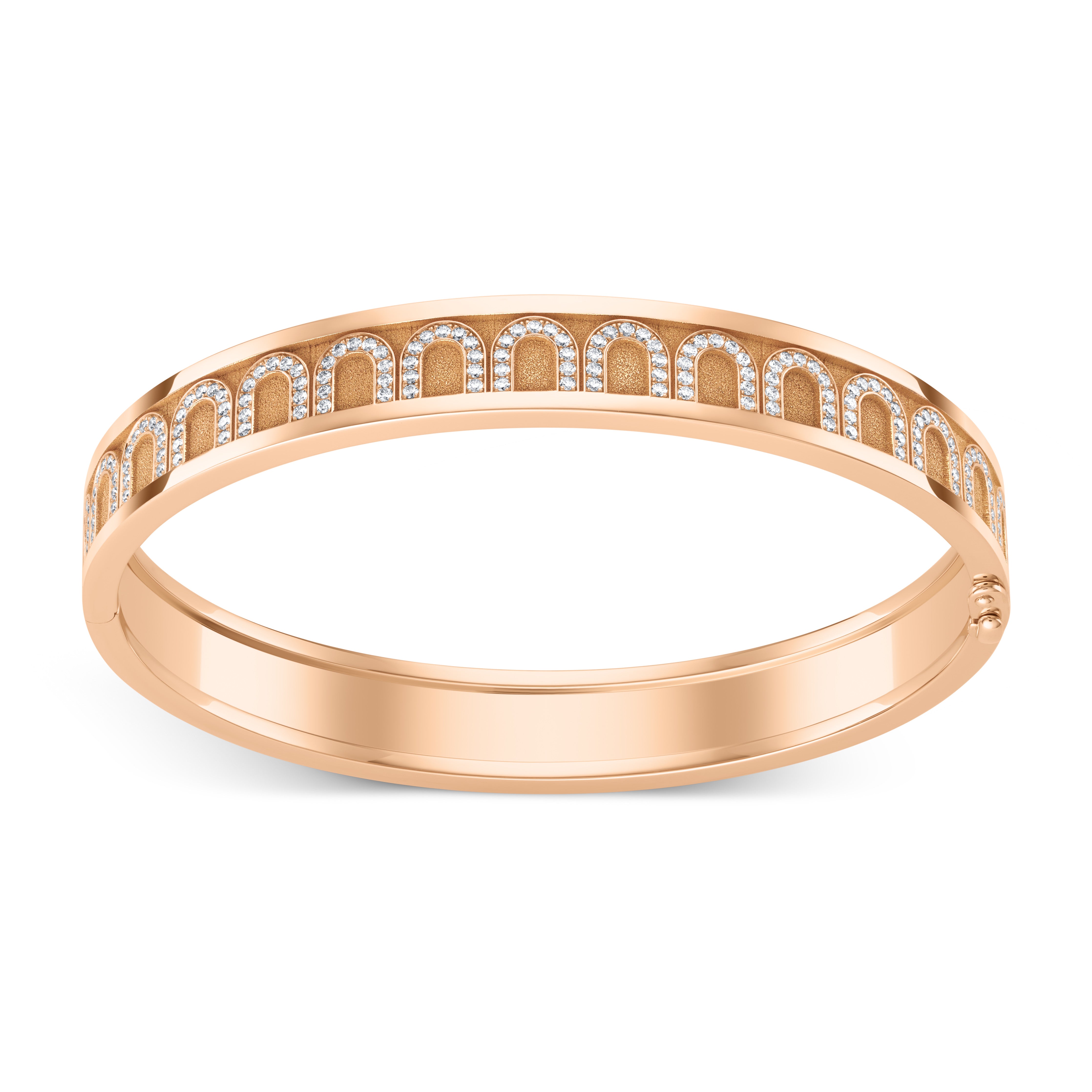 L'Arc de DAVIDOR Bangle MM, 18k Rose Gold with Satin Finish and Arcade Diamonds - DAVIDOR