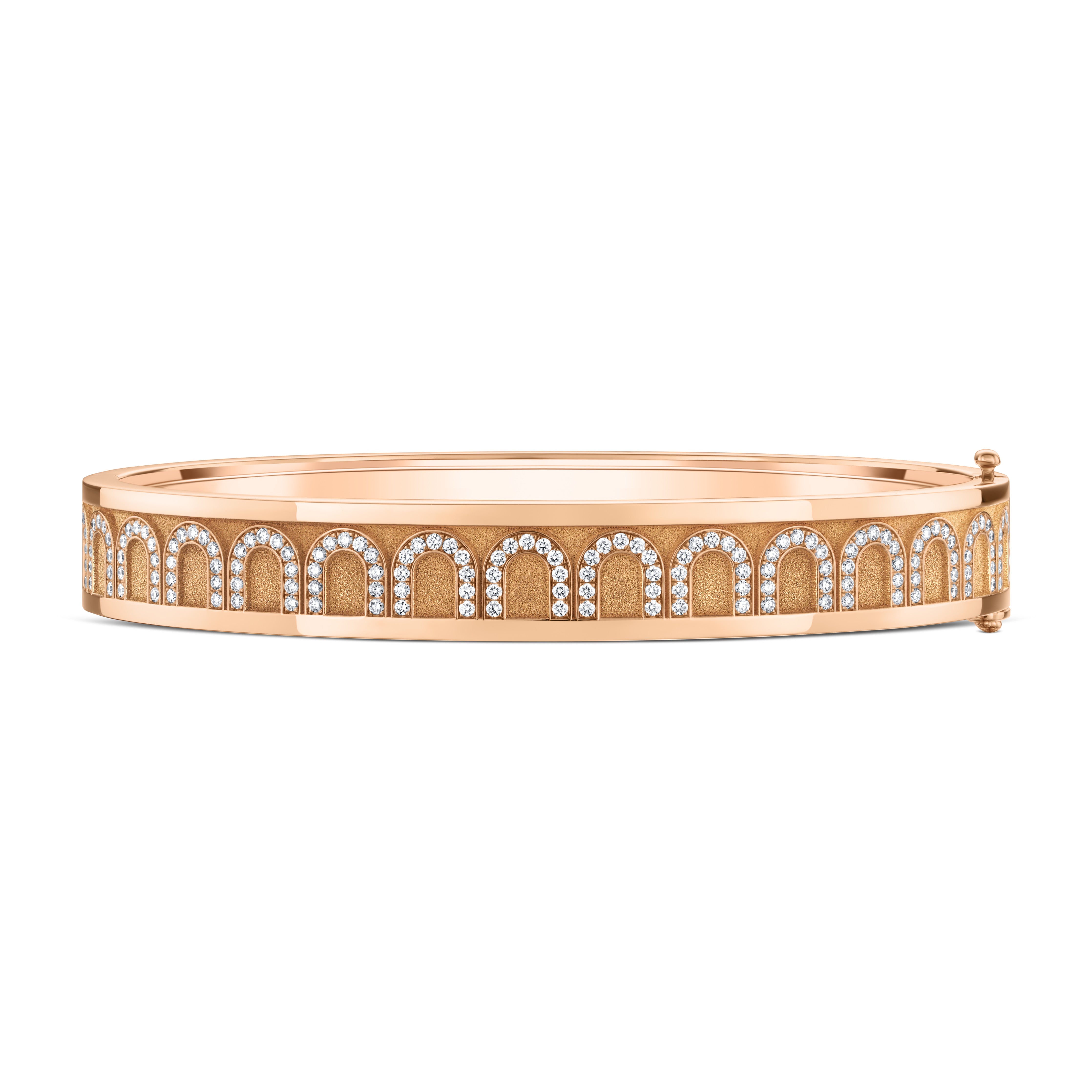 L'Arc de DAVIDOR Bangle MM, 18k Rose Gold with Satin Finish and Arcade Diamonds - DAVIDOR