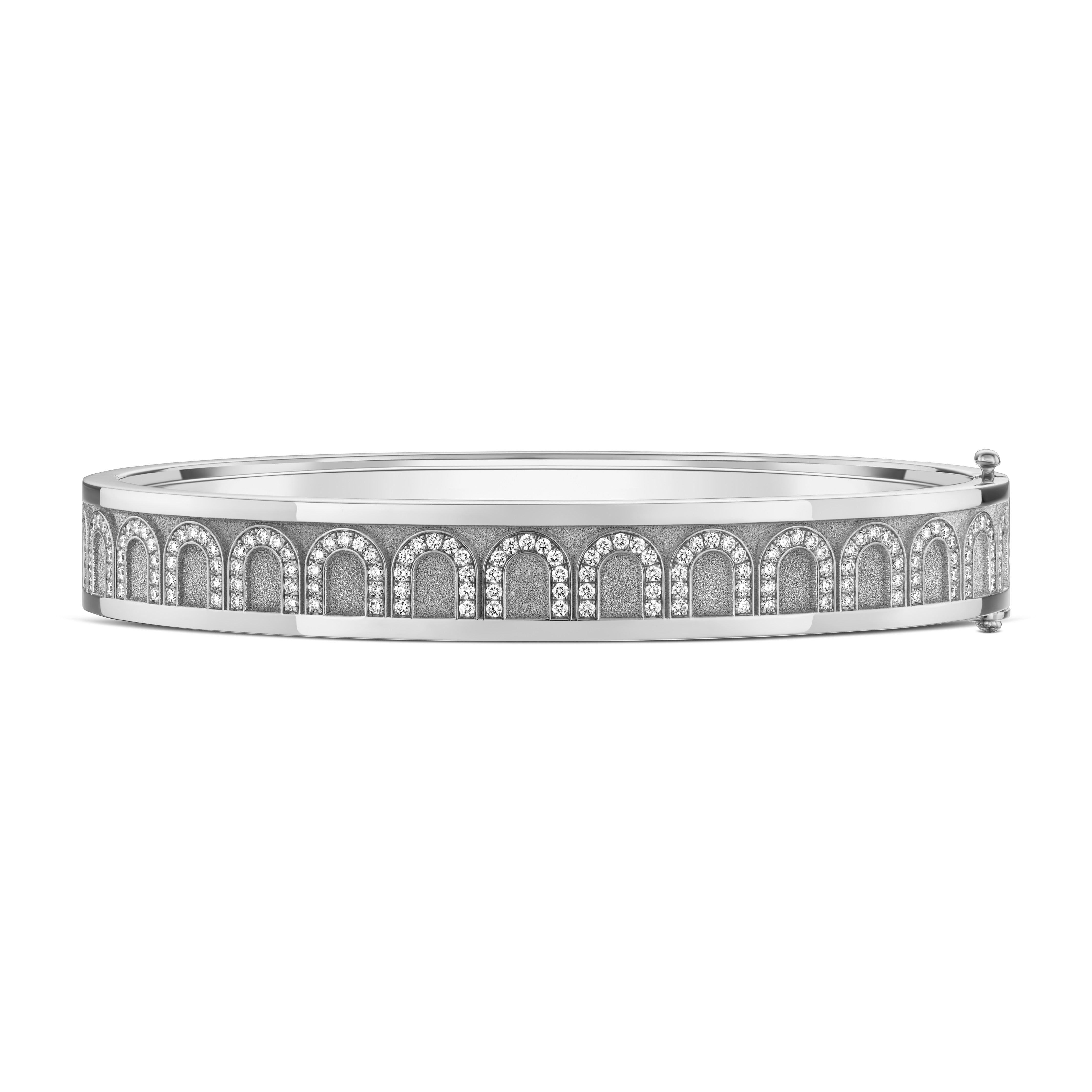 L'Arc de DAVIDOR Bangle MM, 18k White Gold with Satin Finish and Arcade Diamonds - DAVIDOR