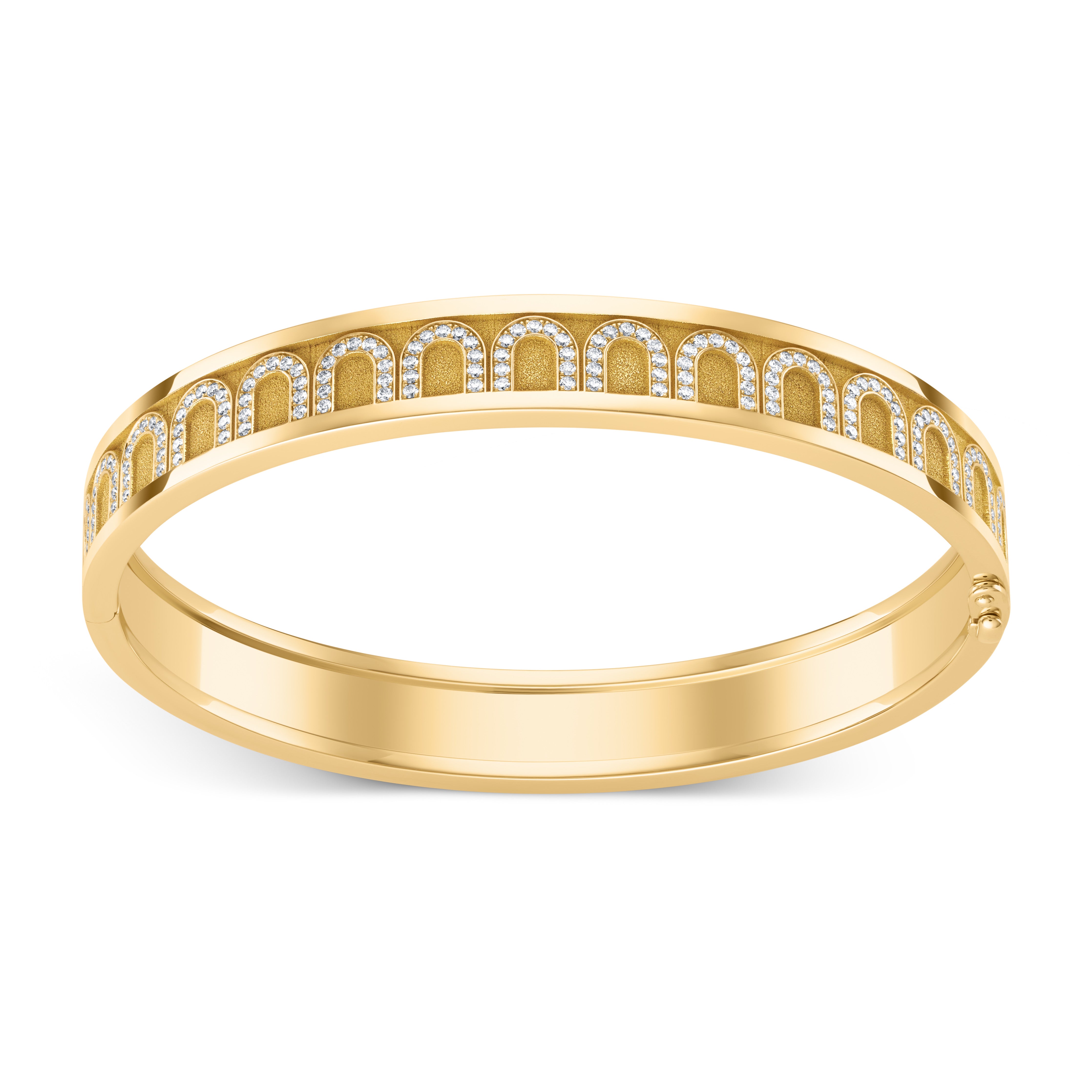 L'Arc de DAVIDOR Bangle MM, 18k Yellow Gold with Satin Finish and Arcade Diamonds - DAVIDOR