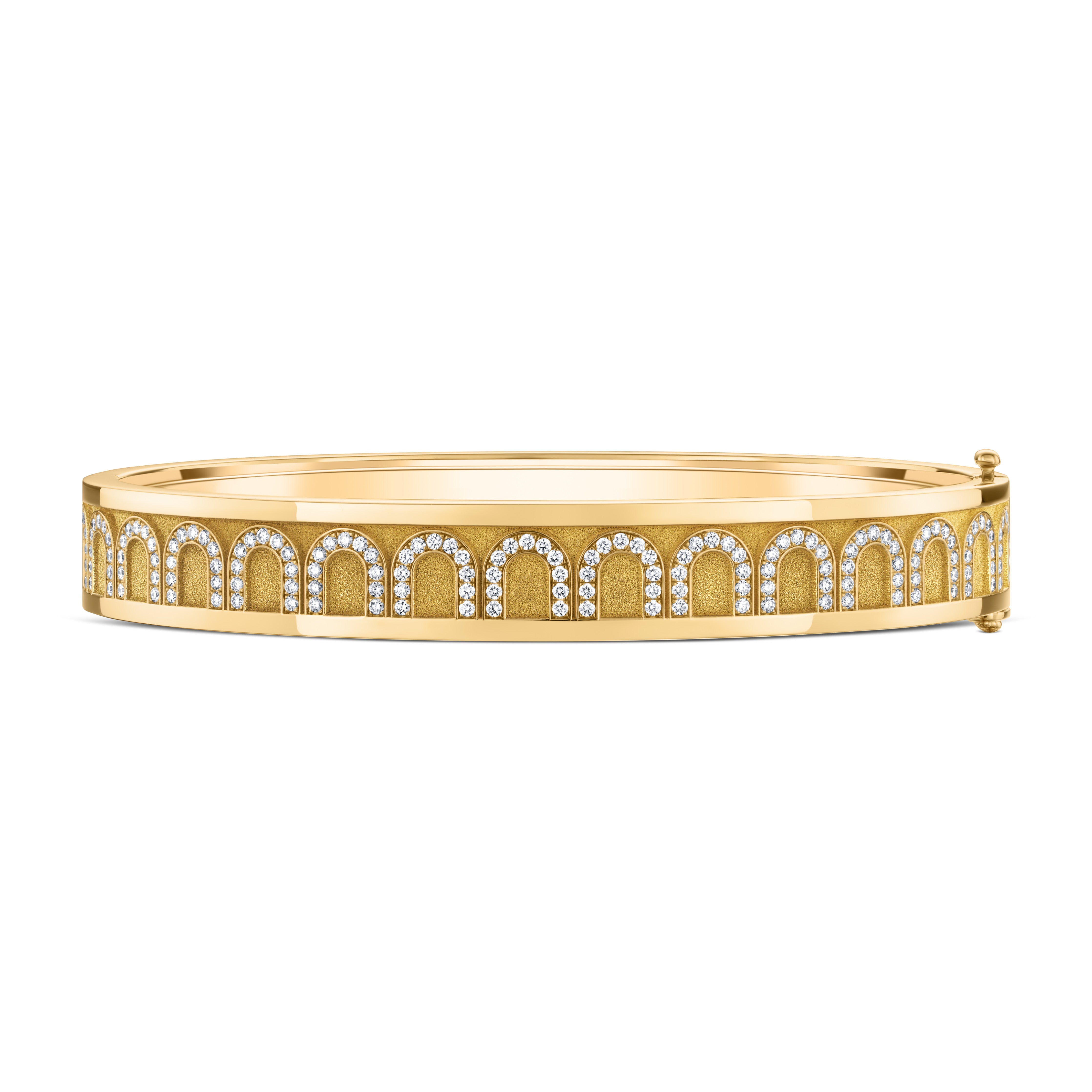 L'Arc de DAVIDOR Bangle MM, 18k Yellow Gold with Satin Finish and Arcade Diamonds - DAVIDOR