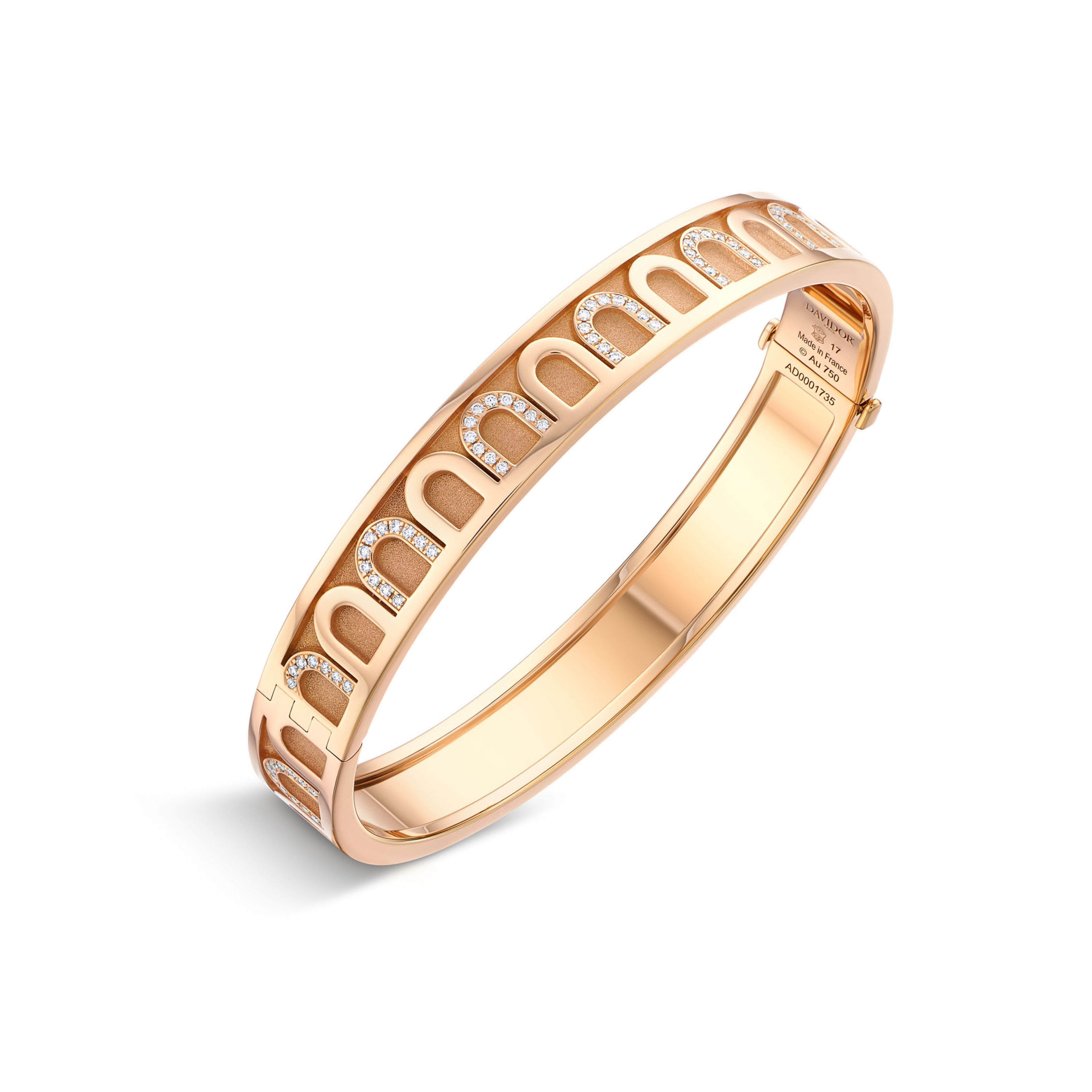 L’Arc de DAVIDOR Bangle MM, 18k Rose Gold with Satin Finish and Colonnato Diamonds - DAVIDOR