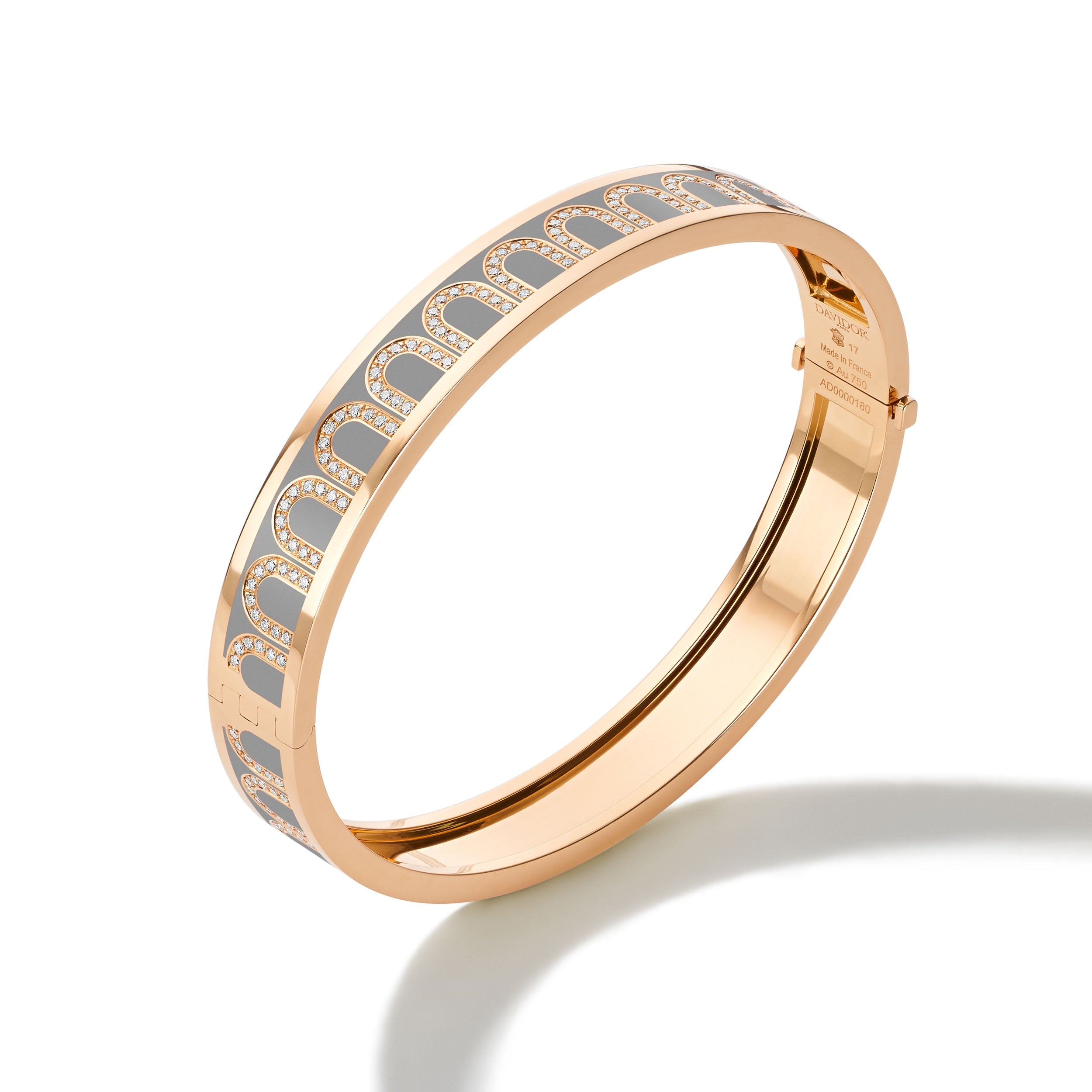 L'Arc de DAVIDOR Bangle MM, 18k Rose Gold with Lacquered Ceramic and Arcade Diamonds - DAVIDOR