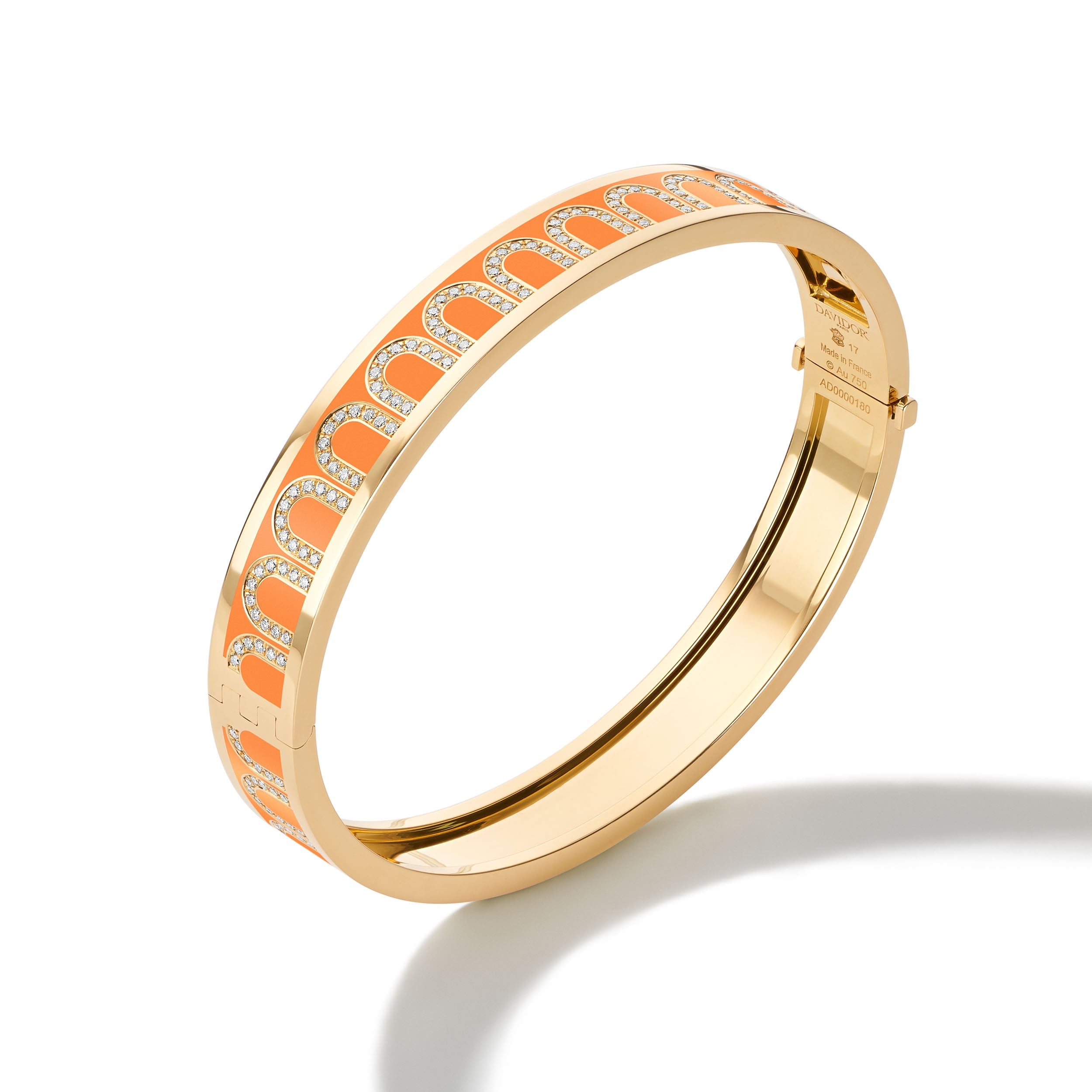 L'Arc de DAVIDOR Bangle MM, 18k Yellow Gold with Lacquered Ceramic and Arcade Diamonds - DAVIDOR