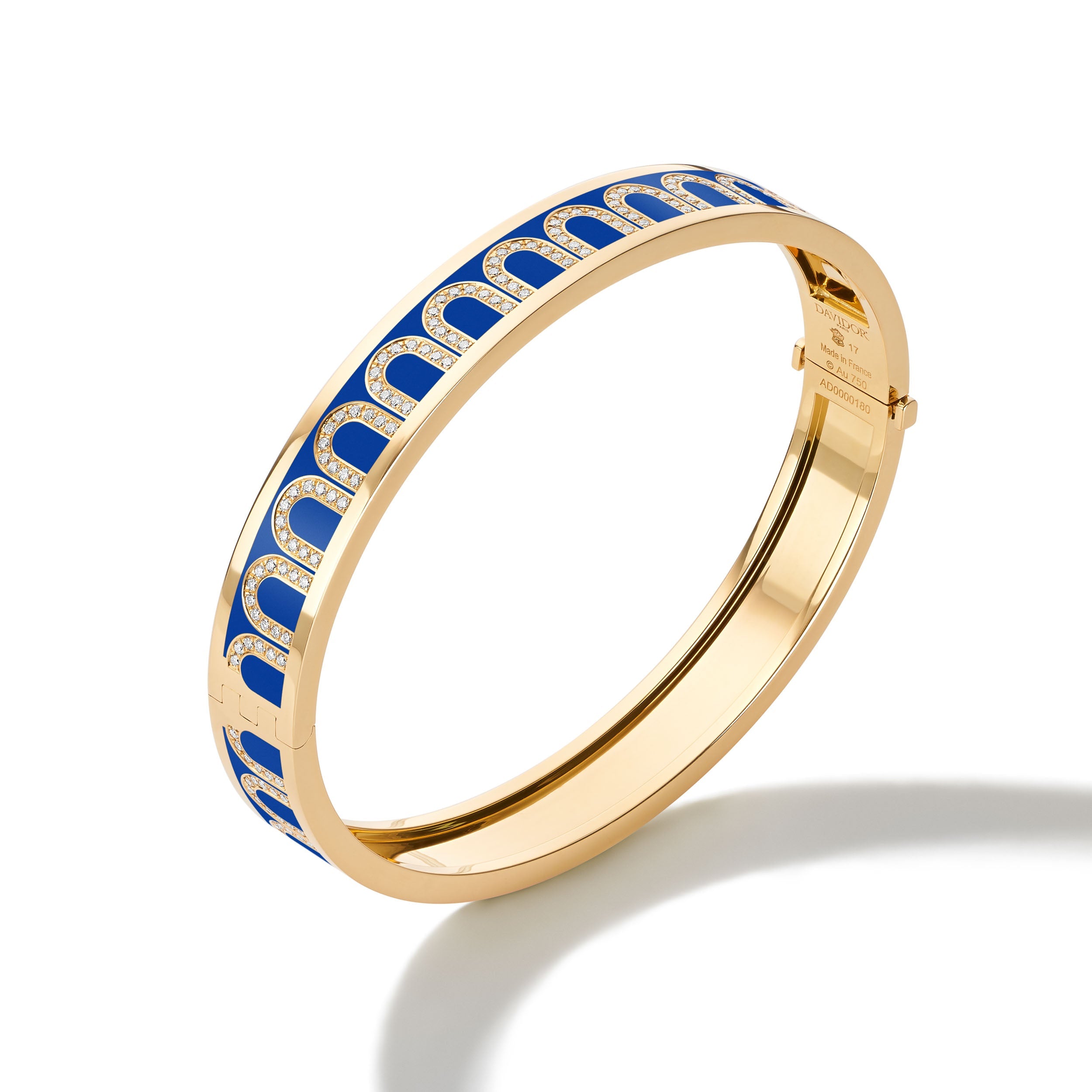 L'Arc de DAVIDOR Bangle MM, 18k Yellow Gold with Lacquered Ceramic and Arcade Diamonds - DAVIDOR