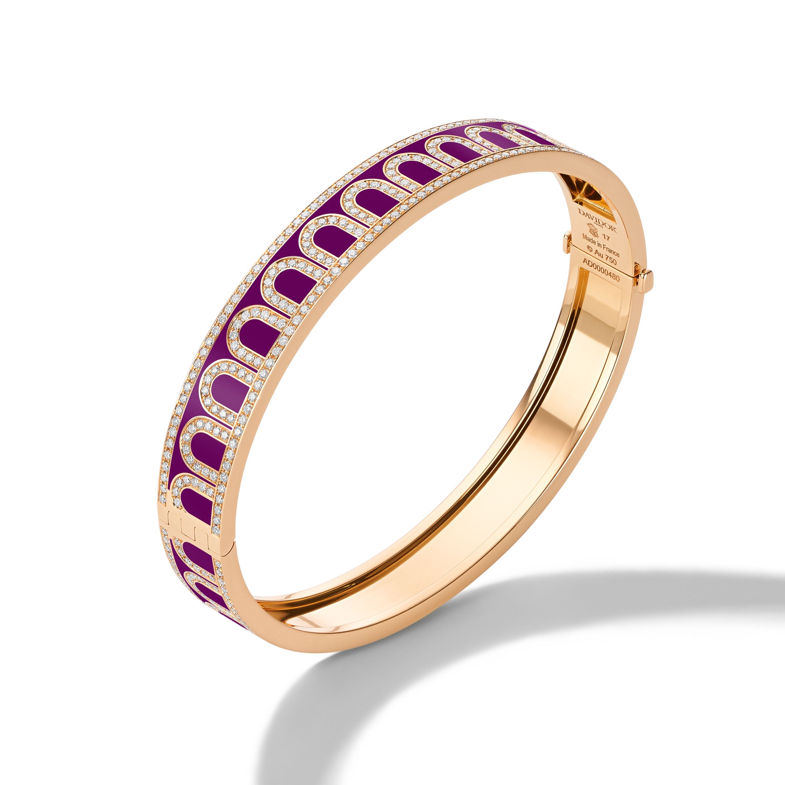 L'Arc de DAVIDOR Bangle MM, 18k Rose Gold with Lacquered Ceramic and Palais Diamonds - DAVIDOR