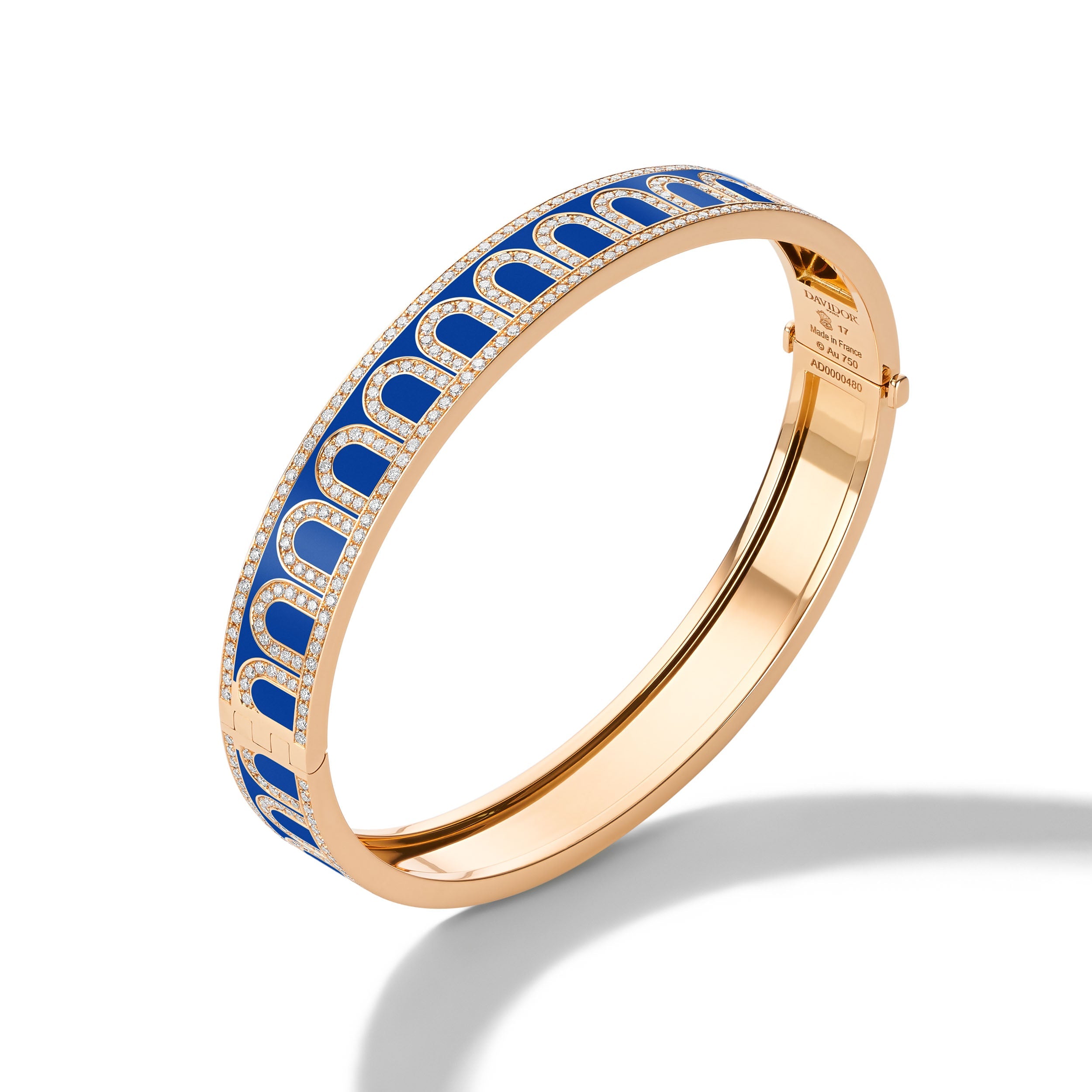 L'Arc de DAVIDOR Bangle MM, 18k Rose Gold with Lacquered Ceramic and Palais Diamonds - DAVIDOR