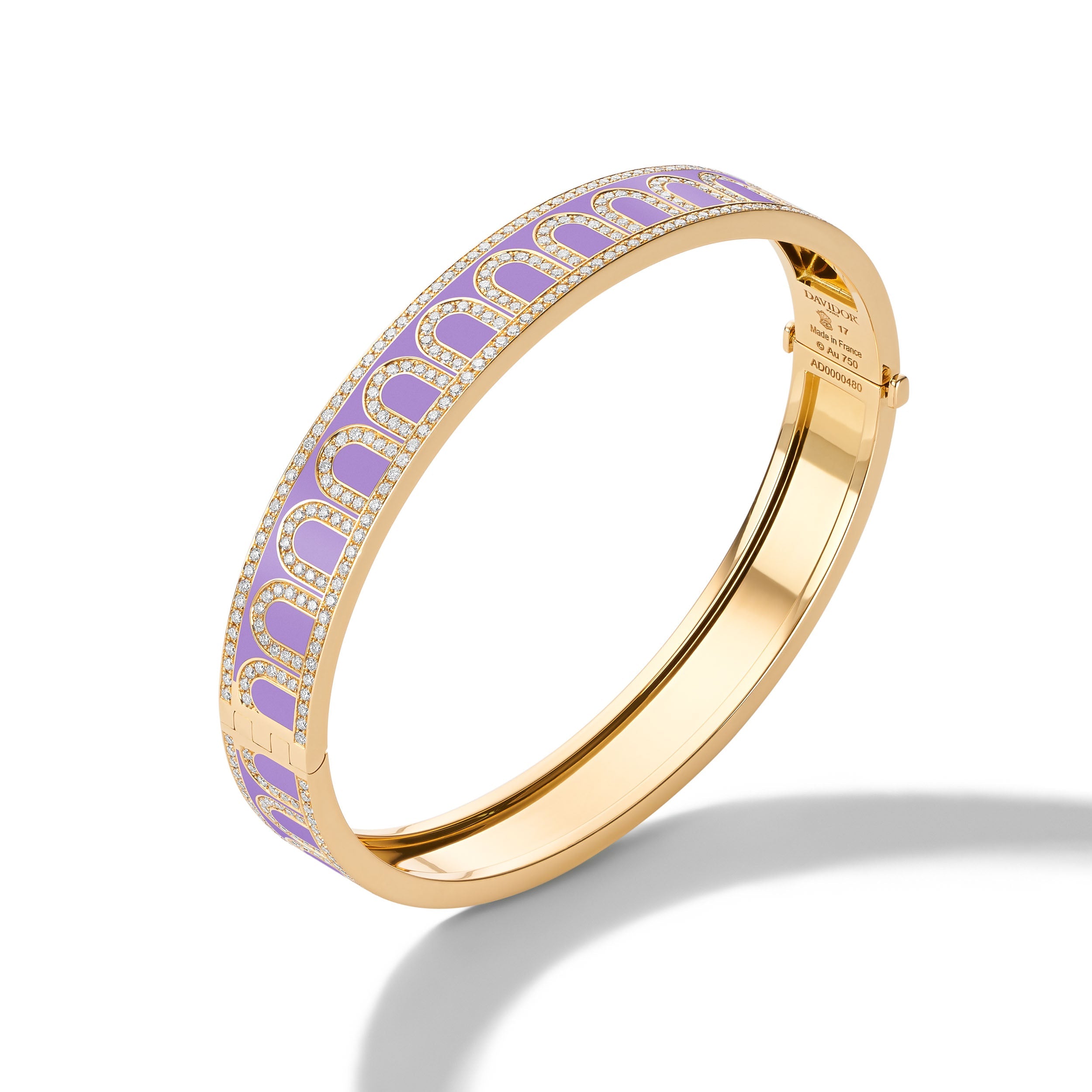 L'Arc de DAVIDOR Bangle MM, 18k Yellow Gold with Lacquered Ceramic and Palais Diamonds - DAVIDOR