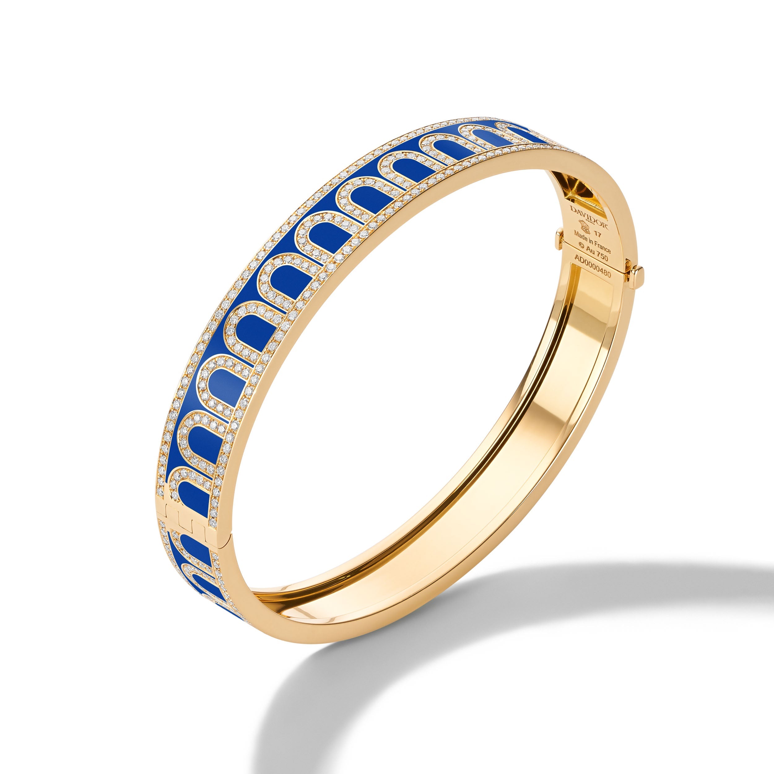 L'Arc de DAVIDOR Bangle MM, 18k Yellow Gold with Lacquered Ceramic and Palais Diamonds - DAVIDOR