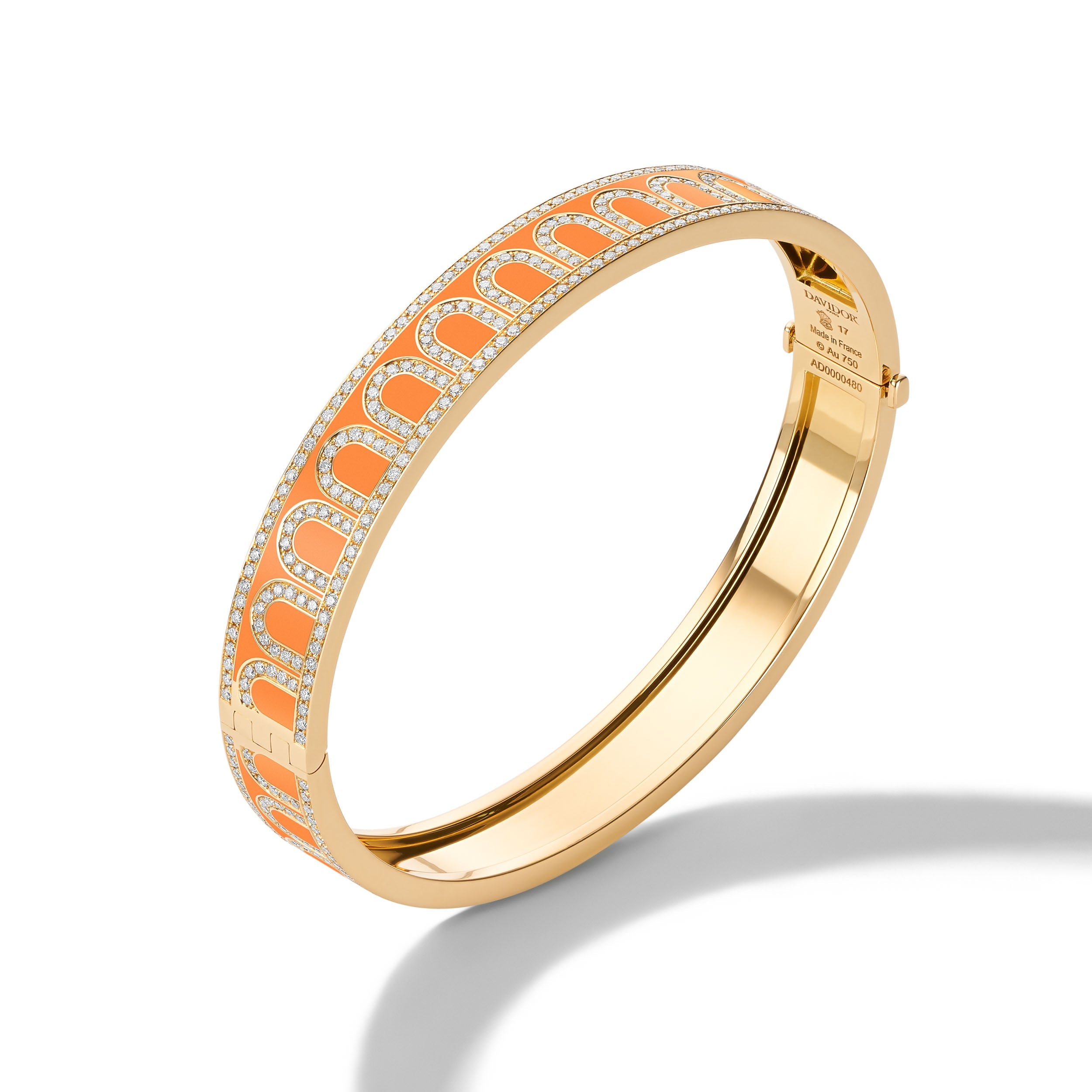 L'Arc de DAVIDOR Bangle MM, 18k Yellow Gold with Lacquered Ceramic and Palais Diamonds - DAVIDOR