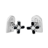 Arch Florale Cufflinks, 18k White Gold with DAVIDOR Arch Cut Black Spinel and Brilliant Diamonds - DAVIDOR