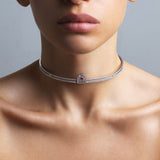 Couleur Sculptural Choker, 18k White Gold with DAVIDOR Arch Cut Pink Tourmaline and Brilliant Diamonds - DAVIDOR