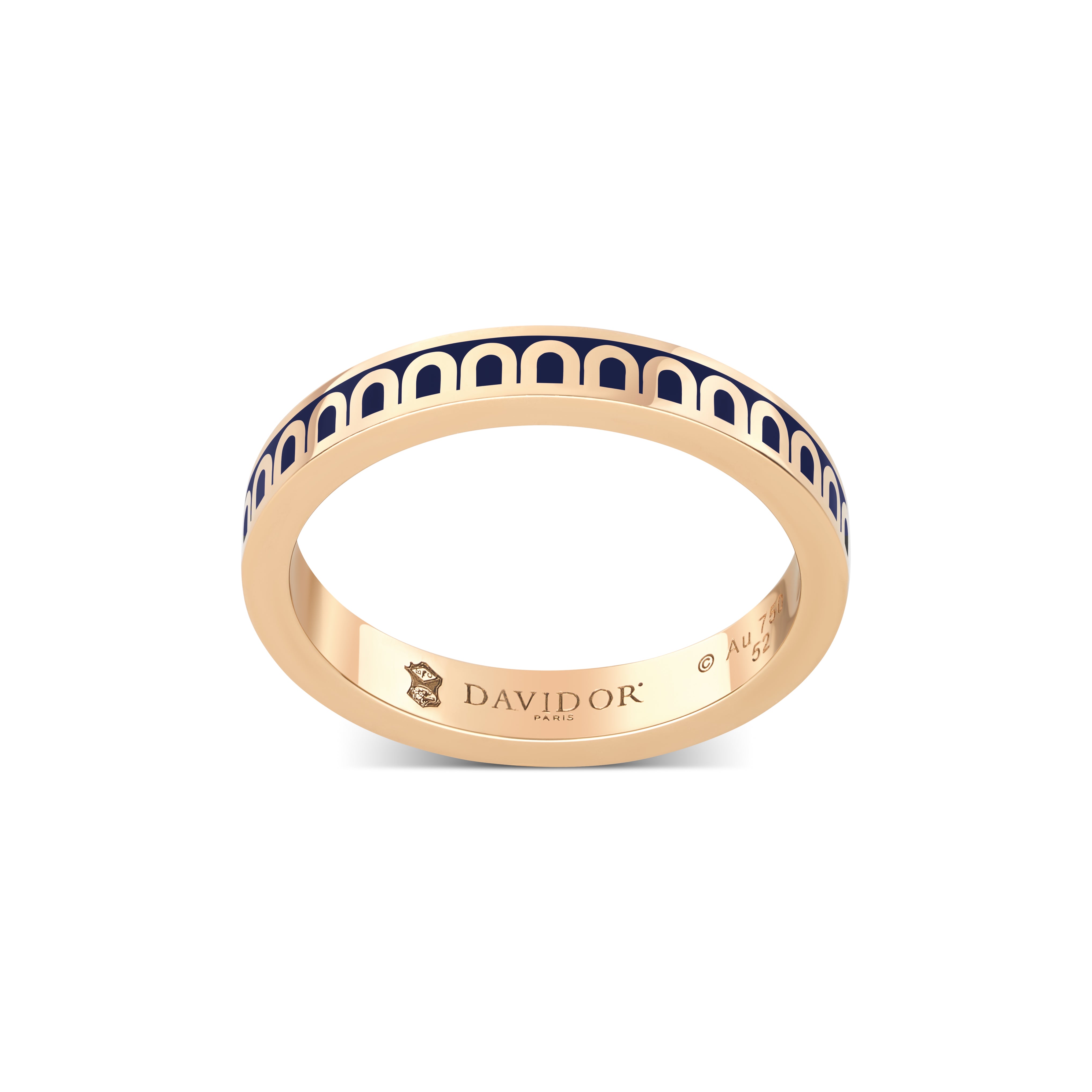 L'Arc de DAVIDOR Ring PM, 18k Rose Gold with Minuit à Paris Lacquered Ceramic - DAVIDOR