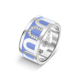 L'Arc de DAVIDOR Ring GM, 18k White Gold with Hortensia Lacquered Ceramic and Porta Simple Diamonds - DAVIDOR