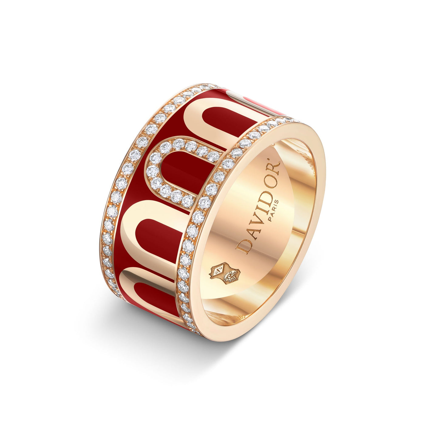 L'Arc de DAVIDOR Ring GM, 18k Rose Gold with Davidor Bordeaux Lacquered Ceramic and Porta Diamonds - DAVIDOR