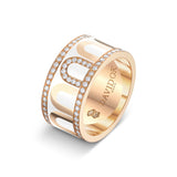 L'Arc de DAVIDOR Ring GM, 18k Rose Gold with Neige Lacquered Ceramic and Porta Diamonds - DAVIDOR