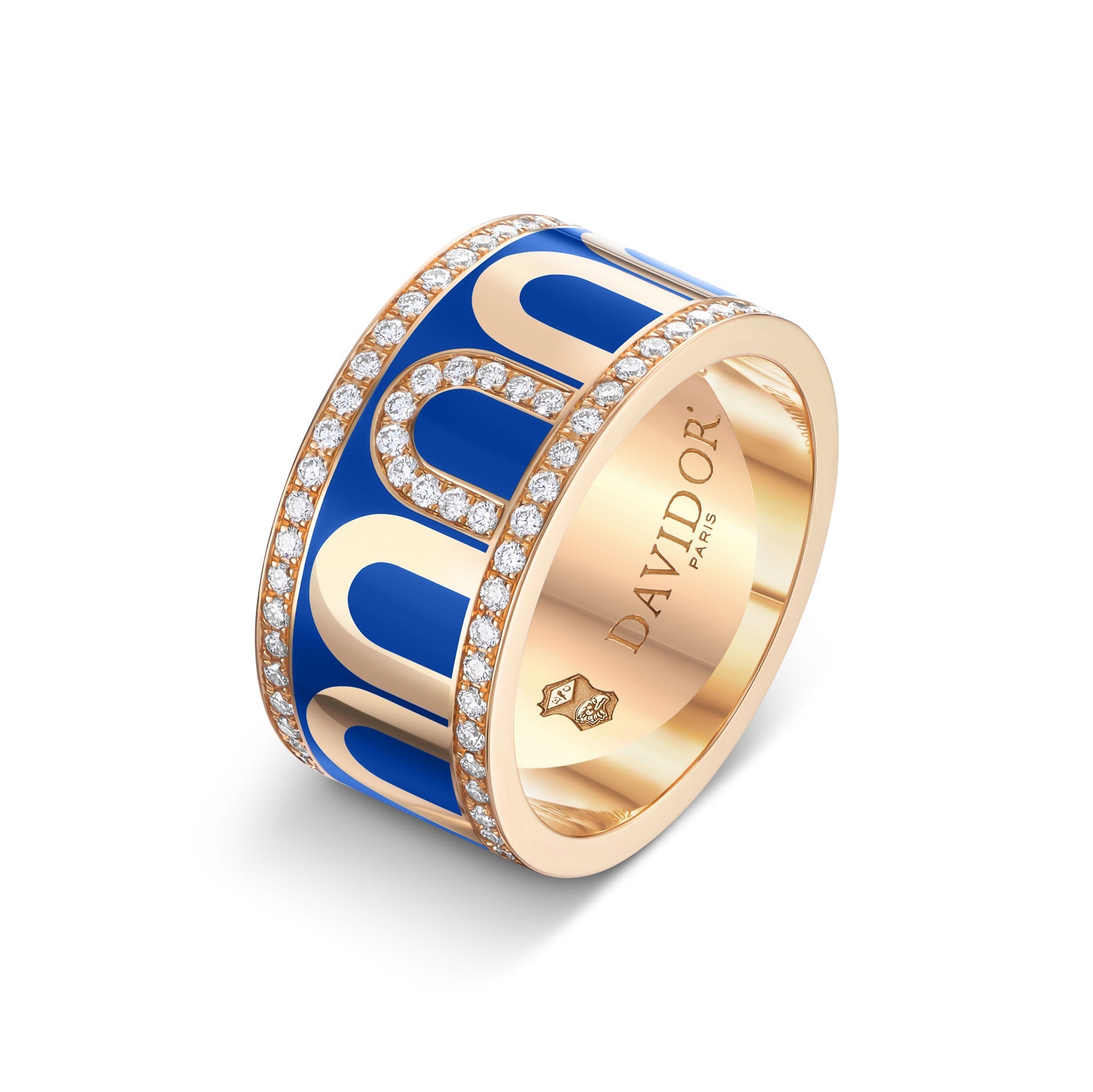 L'Arc de DAVIDOR Ring GM, 18k Rose Gold with Riviera Lacquered Ceramic and Porta Diamonds - DAVIDOR