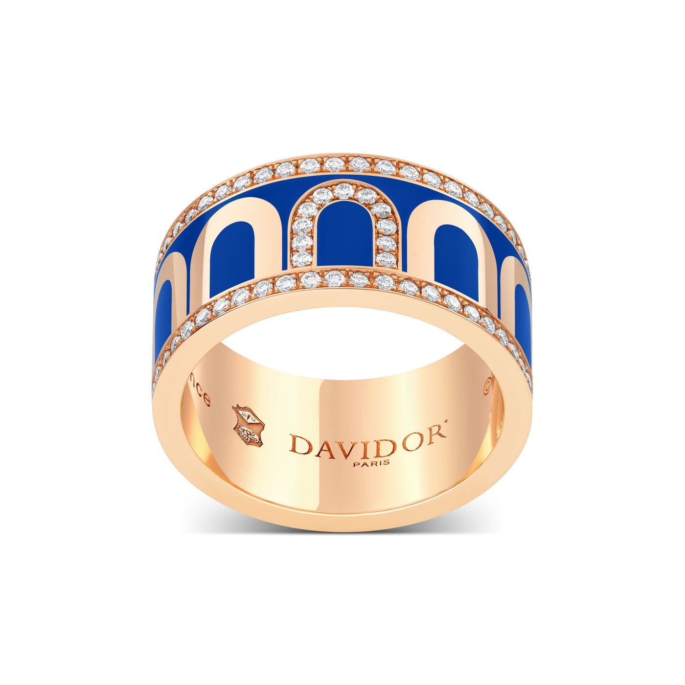 L'Arc de DAVIDOR Ring GM, 18k Rose Gold with Riviera Lacquered Ceramic and Porta Diamonds - DAVIDOR