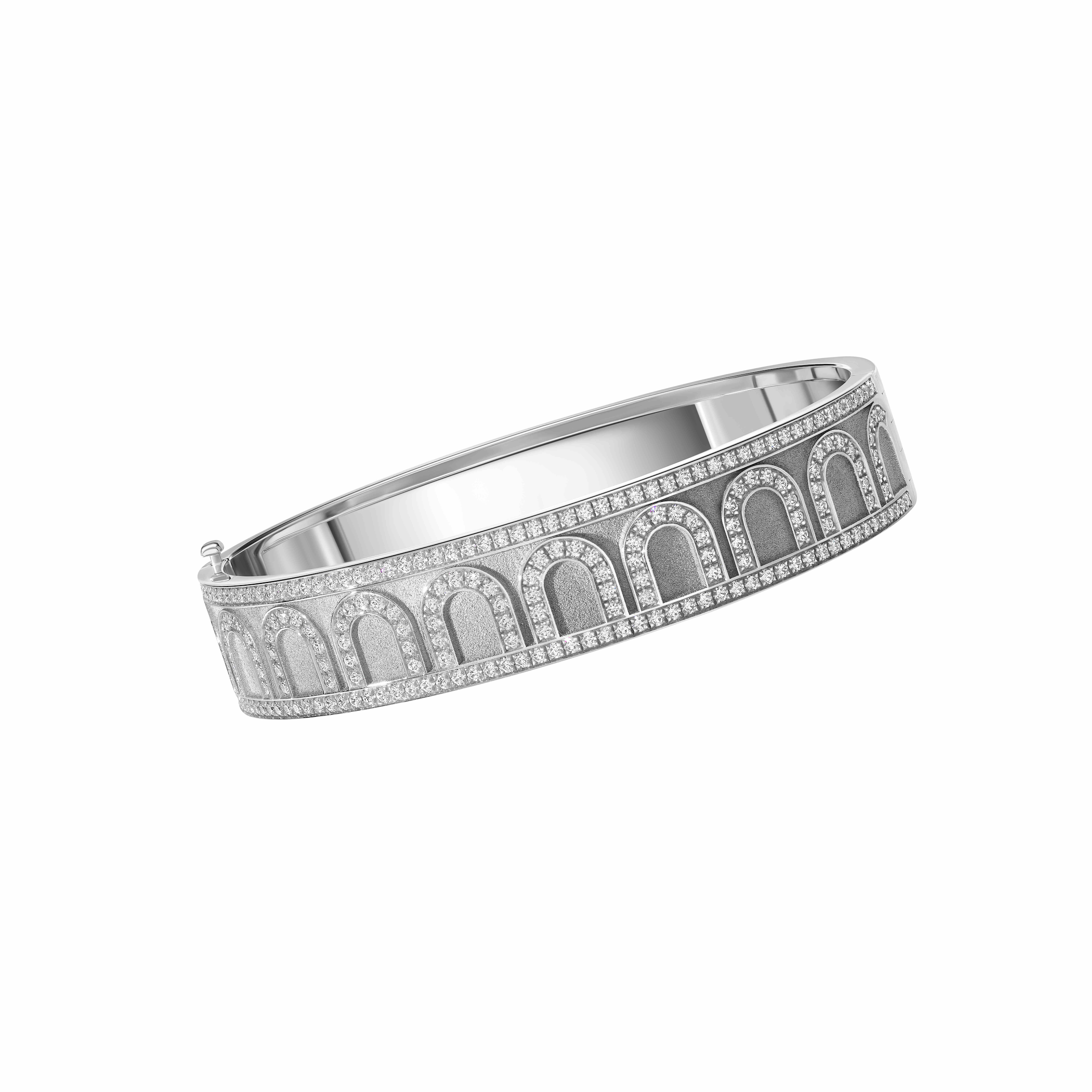 L'Arc de DAVIDOR Bangle GM, 18k White Gold with Satin Finish and Palais Diamonds - DAVIDOR