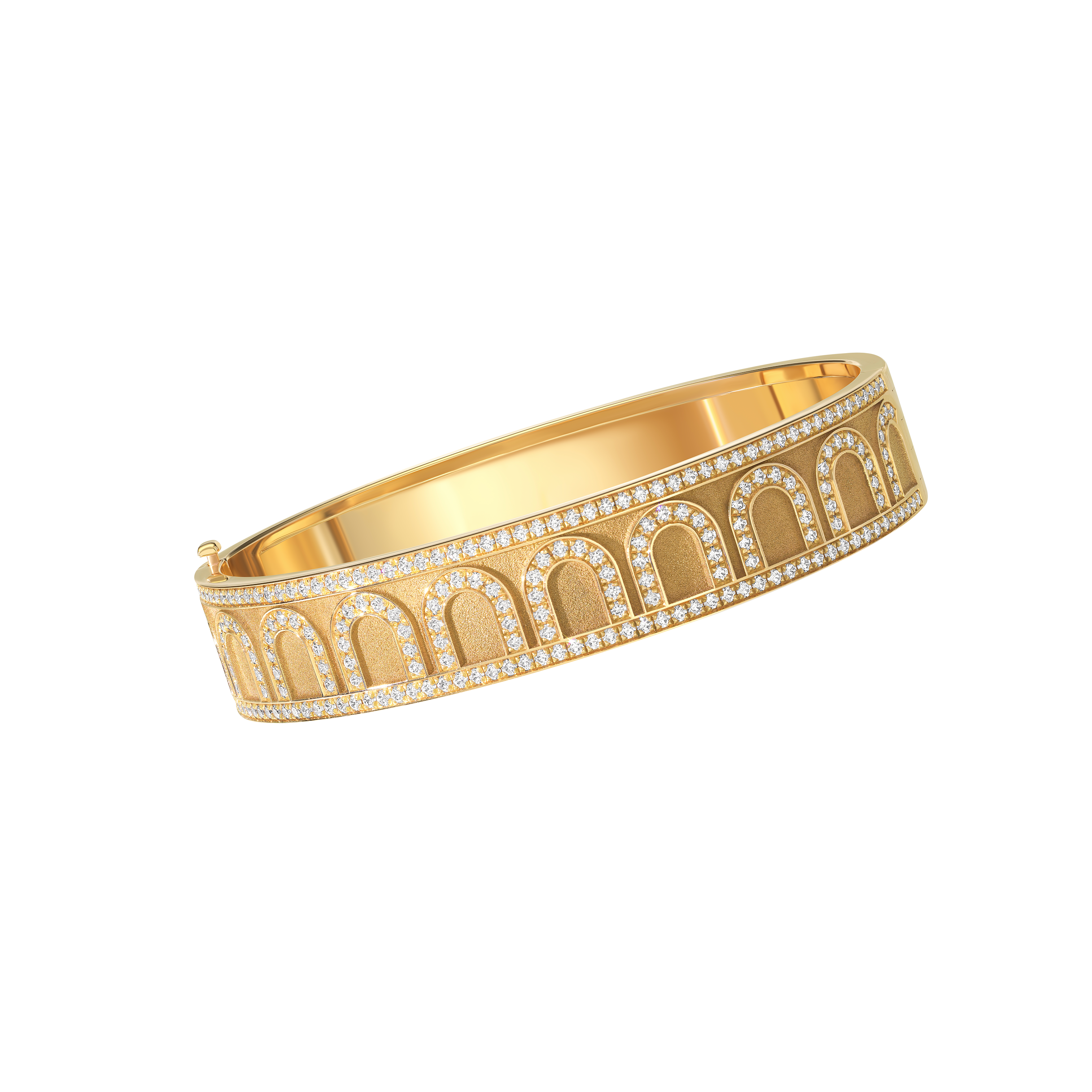 L'Arc de DAVIDOR Bangle GM, 18k Yellow Gold with Satin Finish and Palais Diamonds - DAVIDOR