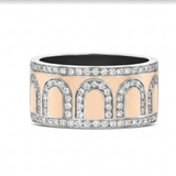 L'Arc de DAVIDOR Ring GM, 18k White Gold with Bellini Lacquered Ceramic and Palais Diamonds - DAVIDOR