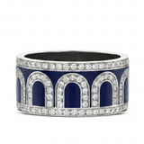 L'Arc de DAVIDOR Ring GM, 18k White Gold with Minuit à Paris Lacquered Ceramic and Palais Diamonds - DAVIDOR