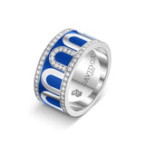 L'Arc de DAVIDOR Ring GM, 18k White Gold with Riviera Lacquered Ceramic and Porta Diamonds - DAVIDOR