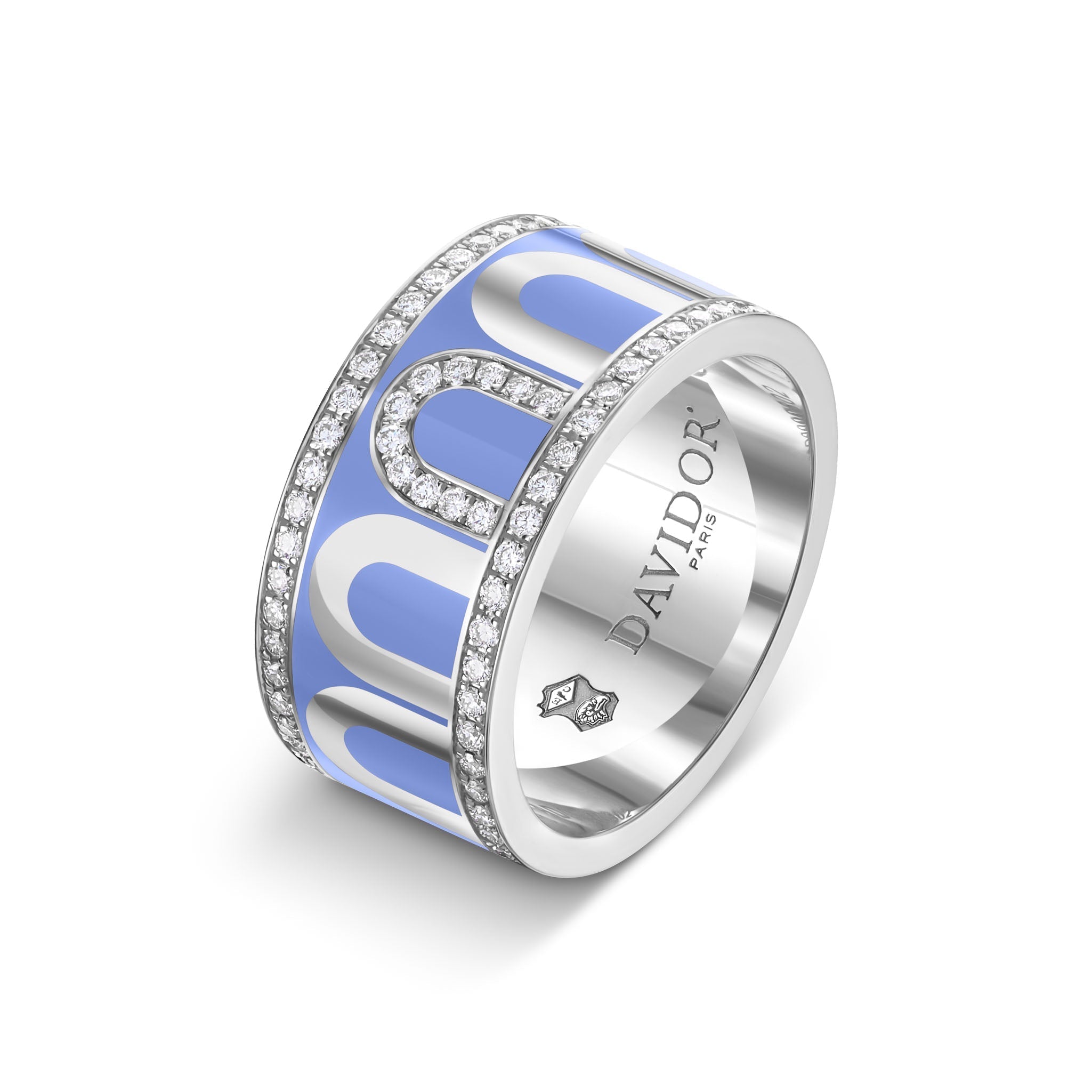 L'Arc de DAVIDOR Ring GM, 18k White Gold with Hortensia Lacquered Ceramic and Porta Diamonds - DAVIDOR