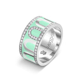 L'Arc de DAVIDOR Ring GM, 18k White Gold with Palm Beach Lacquered Ceramic and Porta Diamonds - DAVIDOR