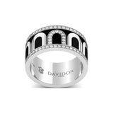 L'Arc de DAVIDOR Ring GM, 18k White Gold with Caviar Lacquered Ceramic and Porta Diamonds - DAVIDOR